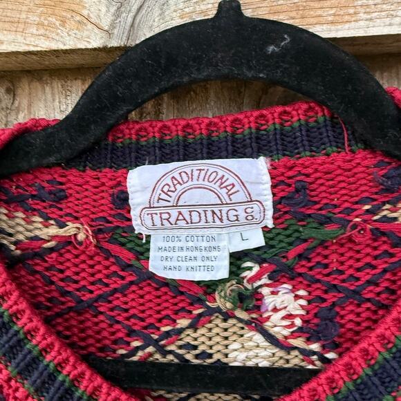 Vintage Traditional Trading Co Christmas Cardigan Winter Skiing - L - Picture 3 of 3